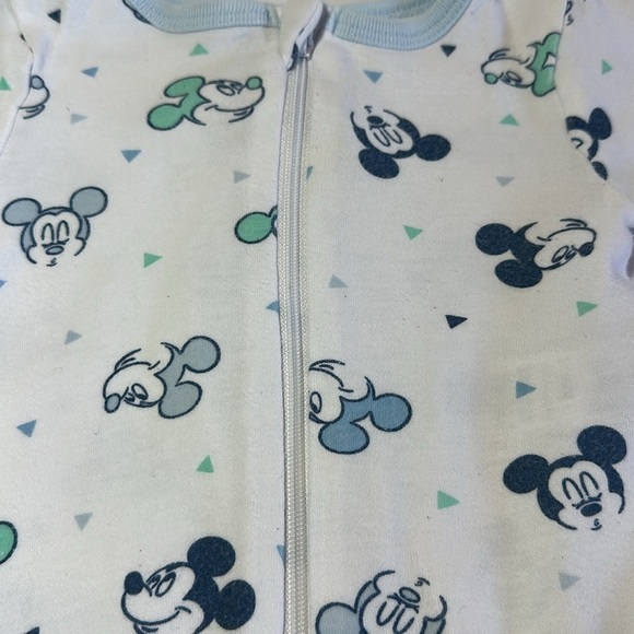 Disney Baby - Newborn Blue and White Mickey Mouse Footie Sleeper - Picture 2 of 3